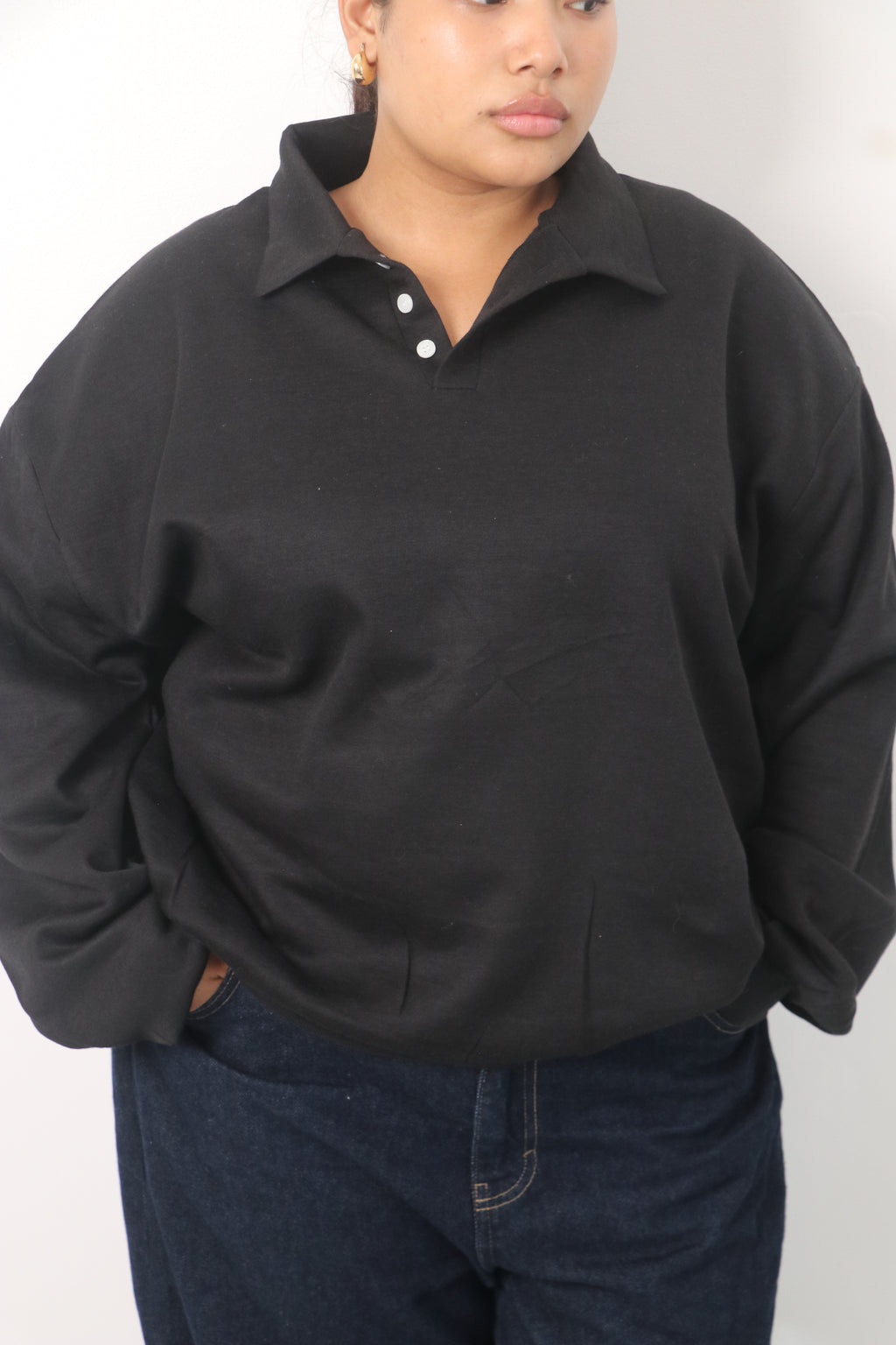 Half button sweatshirt