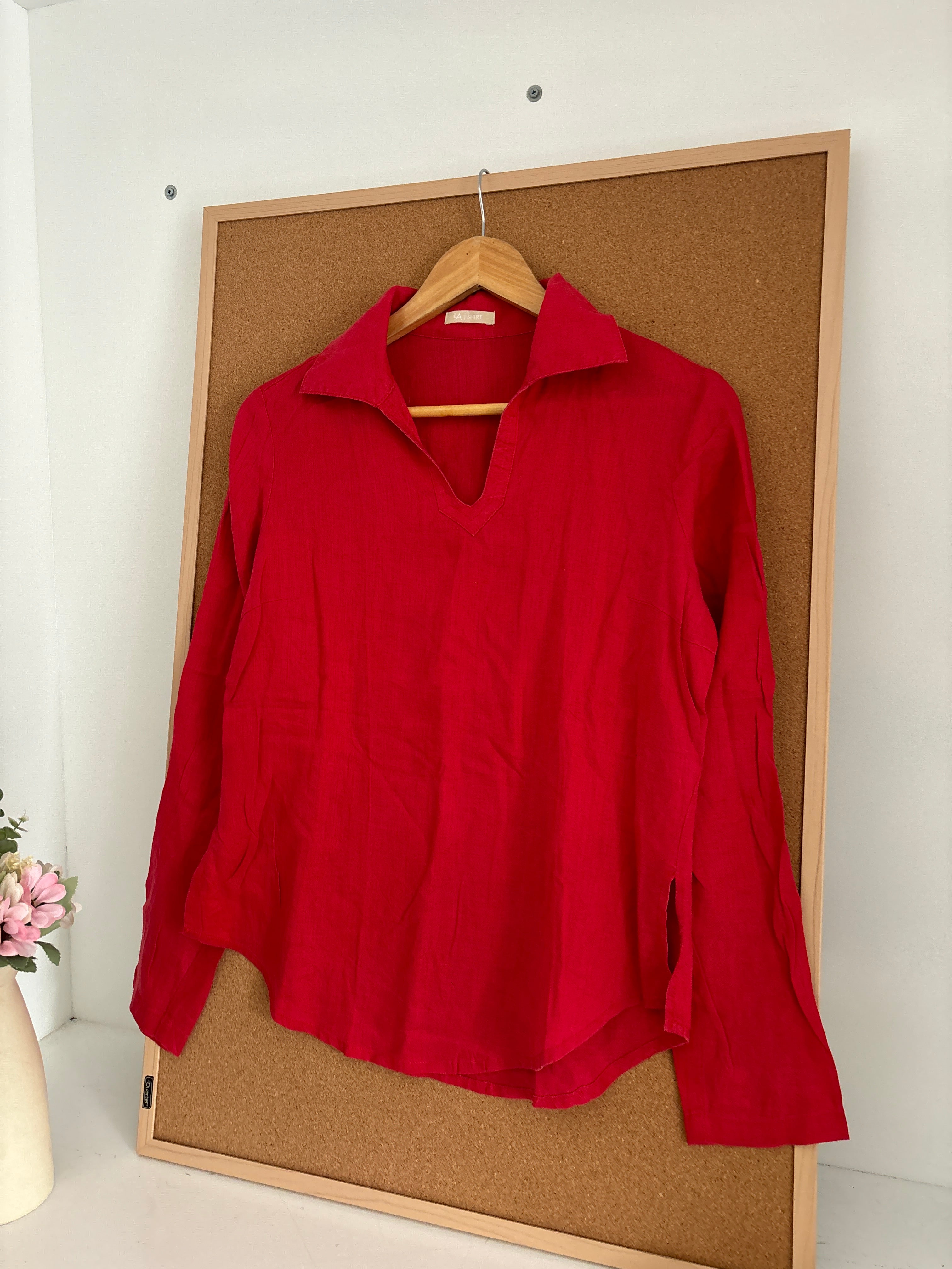 Red linen Shirt