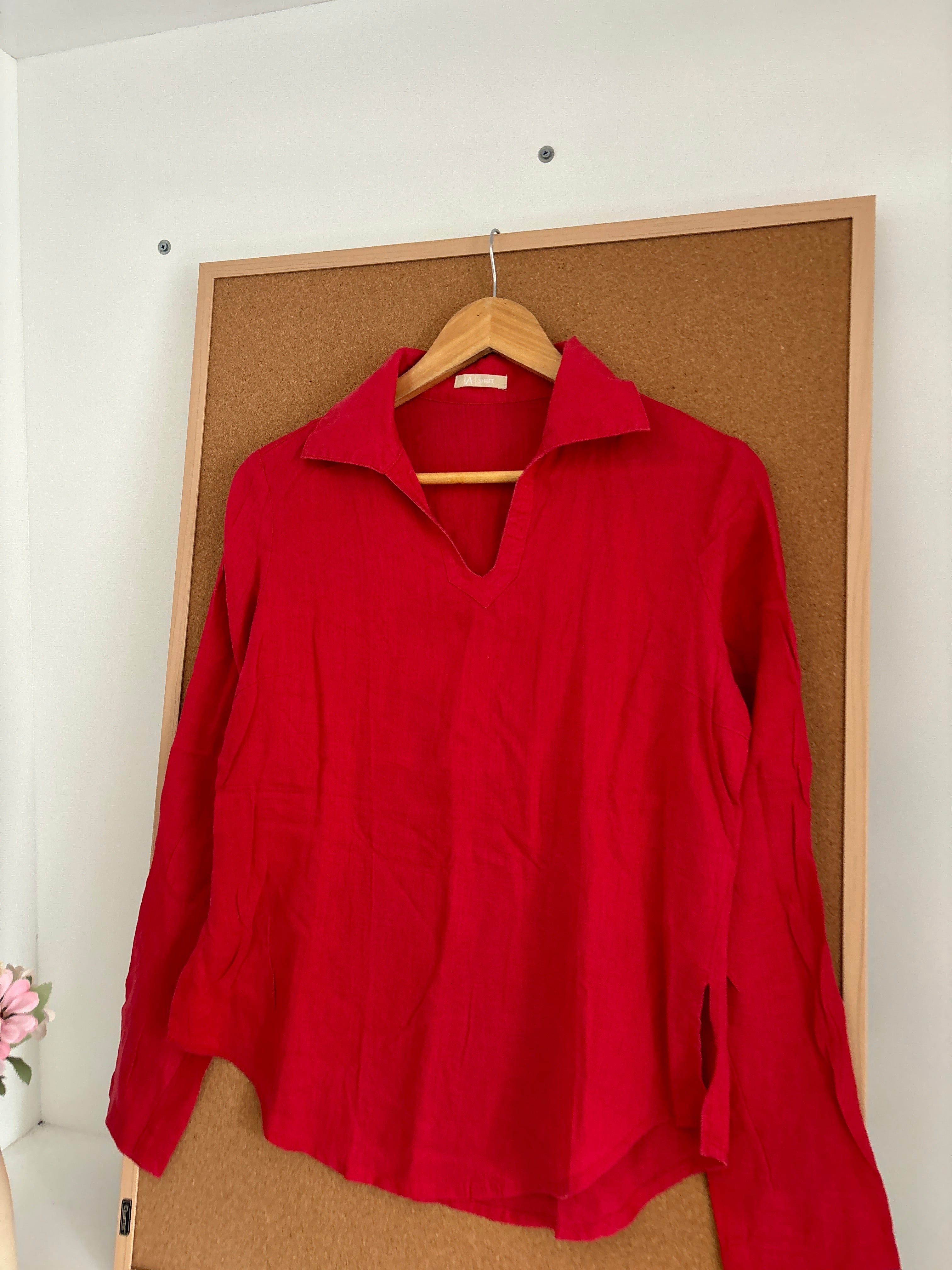 Red linen Shirt