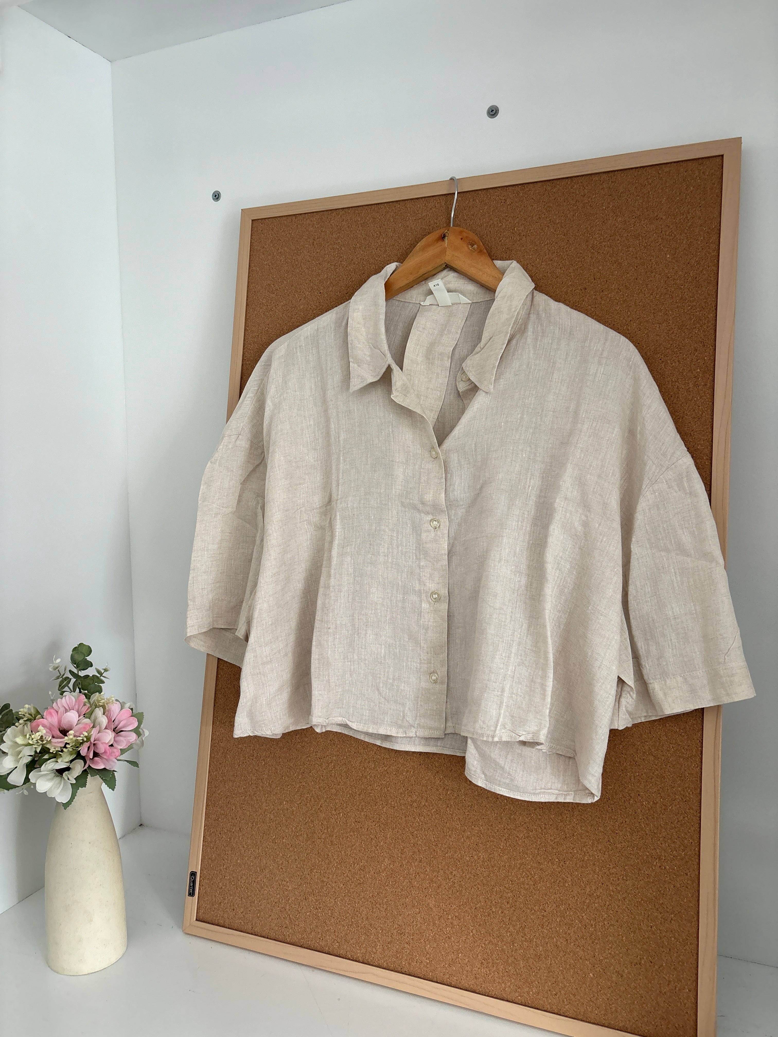 Linen crop shirt