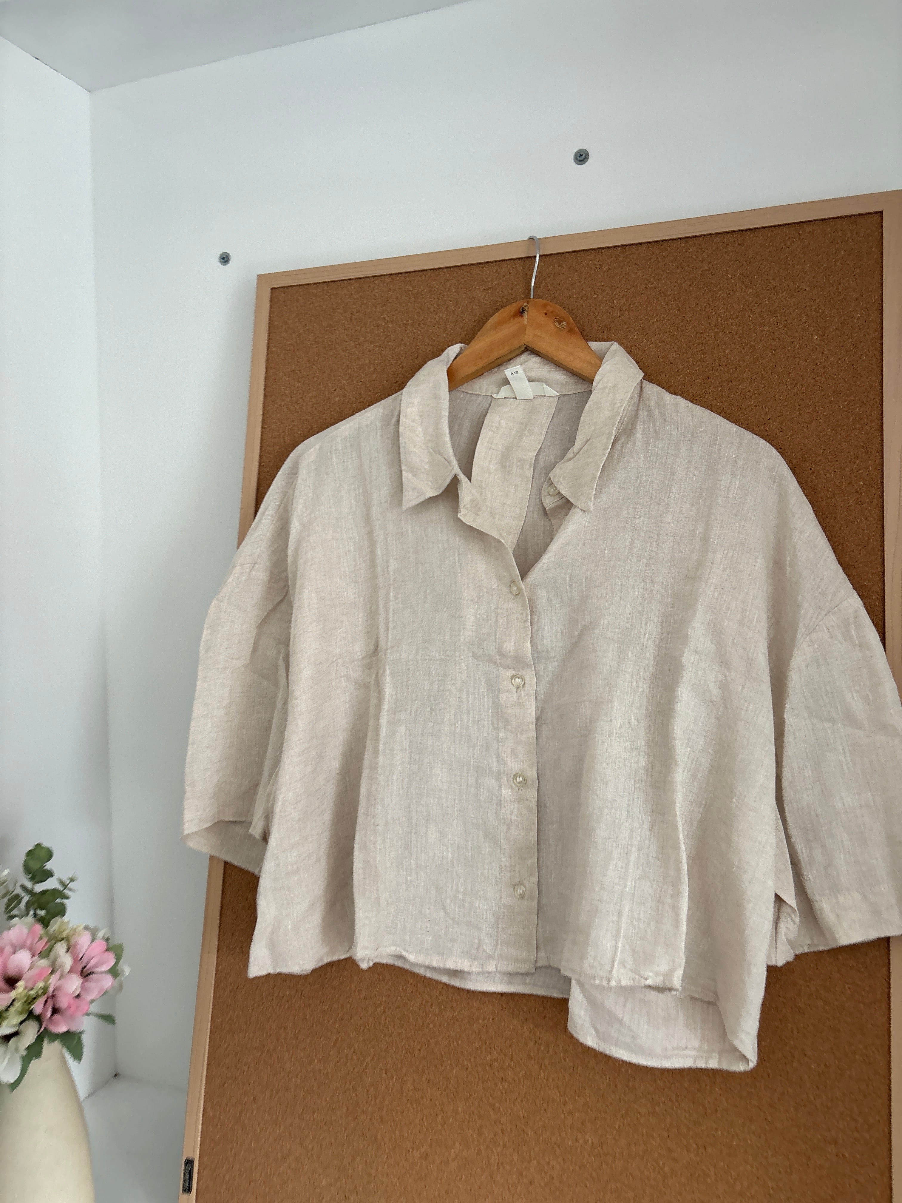Linen crop shirt