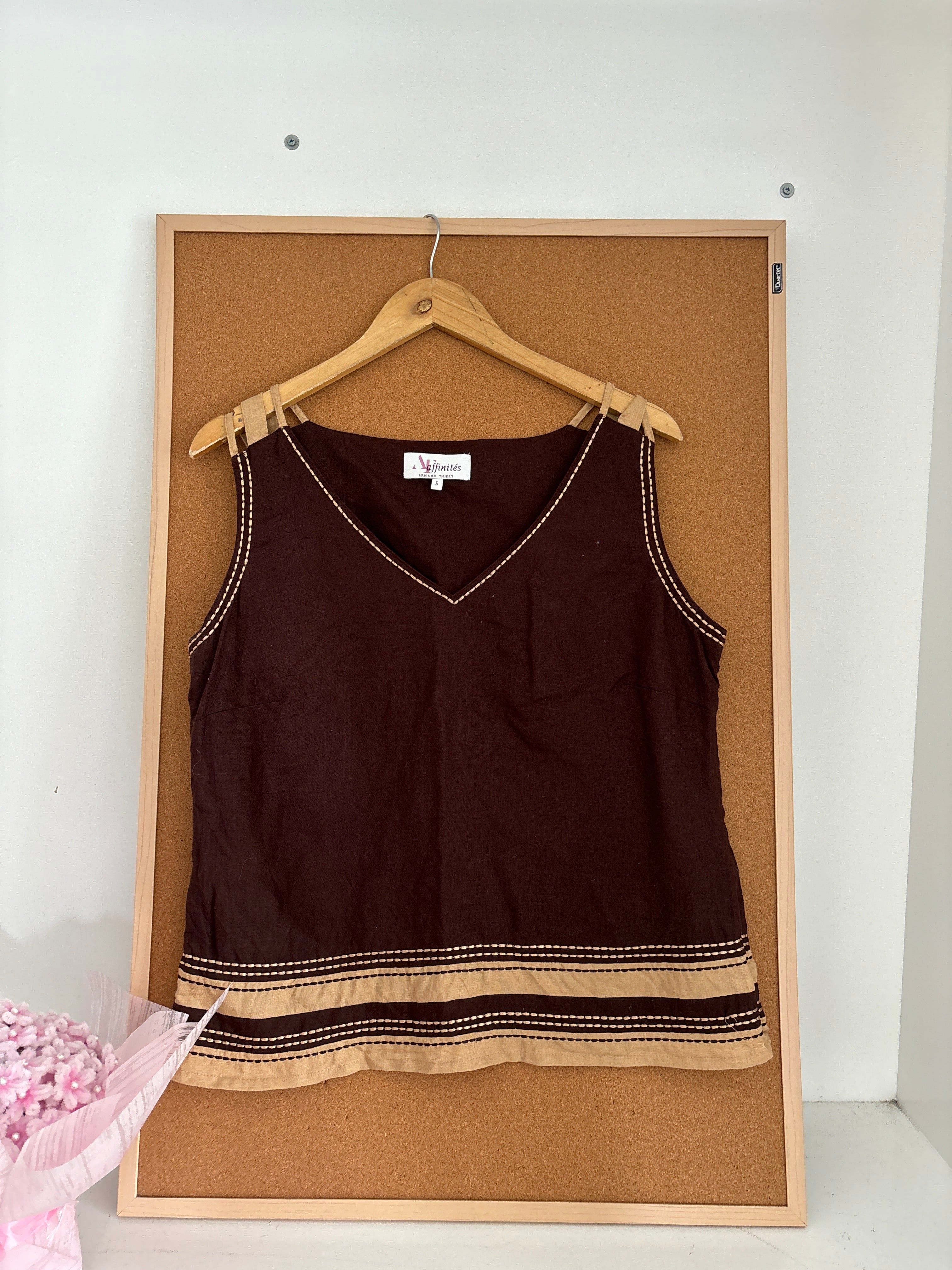 Brown linen top
