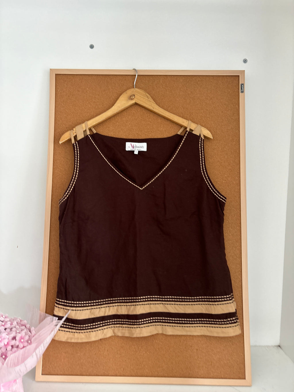 Brown linen top