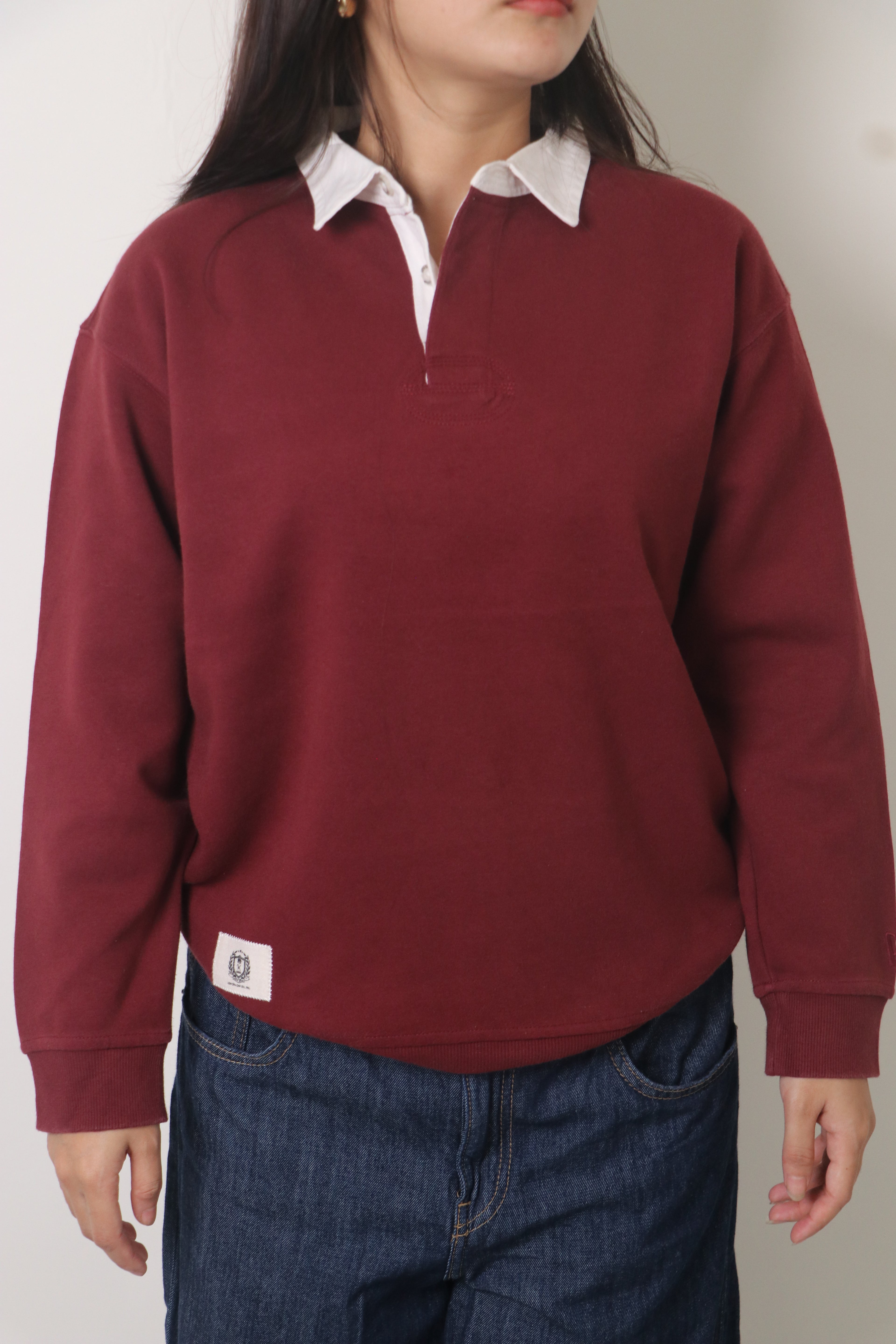 Maroon half buttoned Sweatshirt