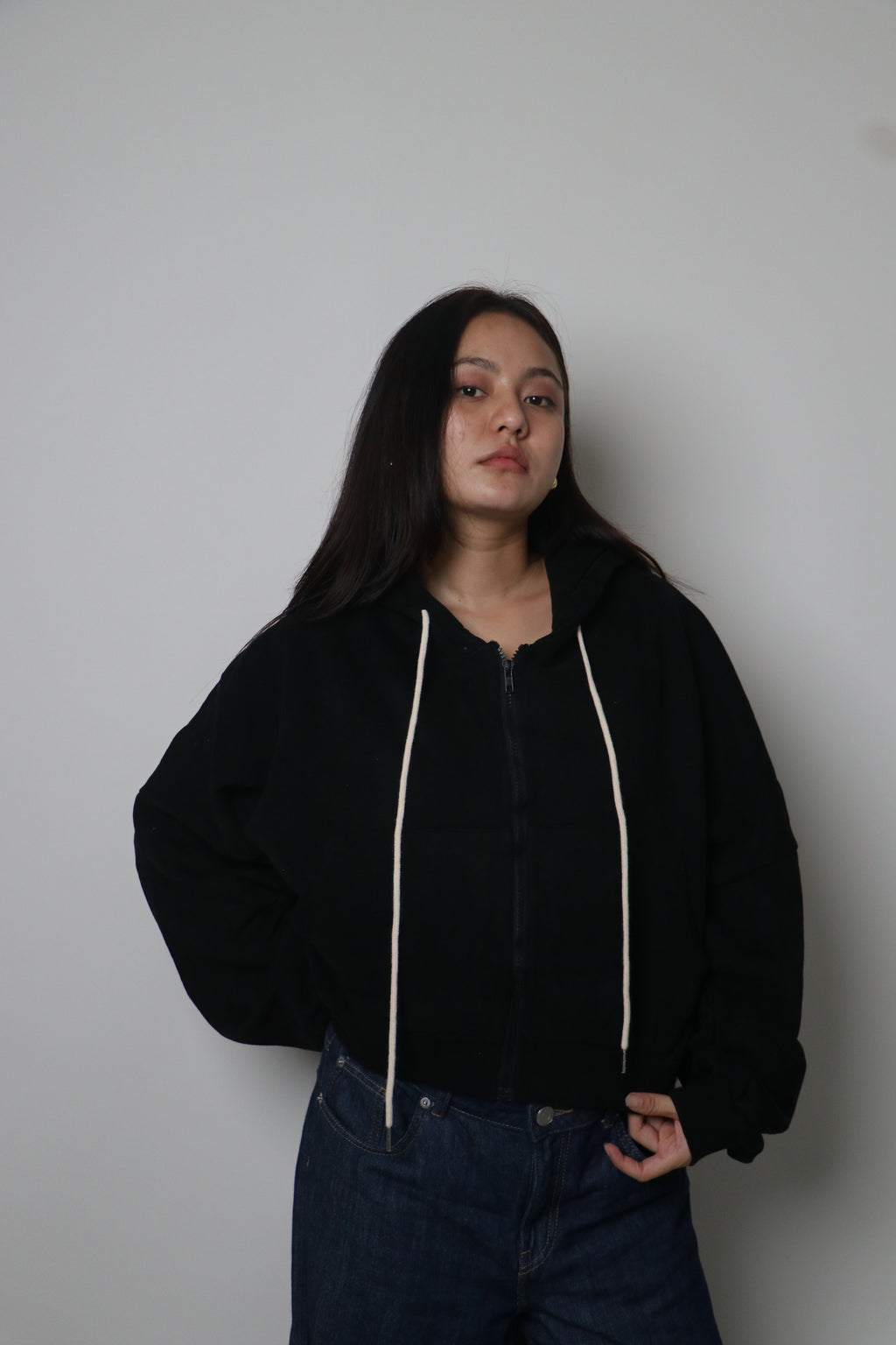 Black zipper Hoodie
