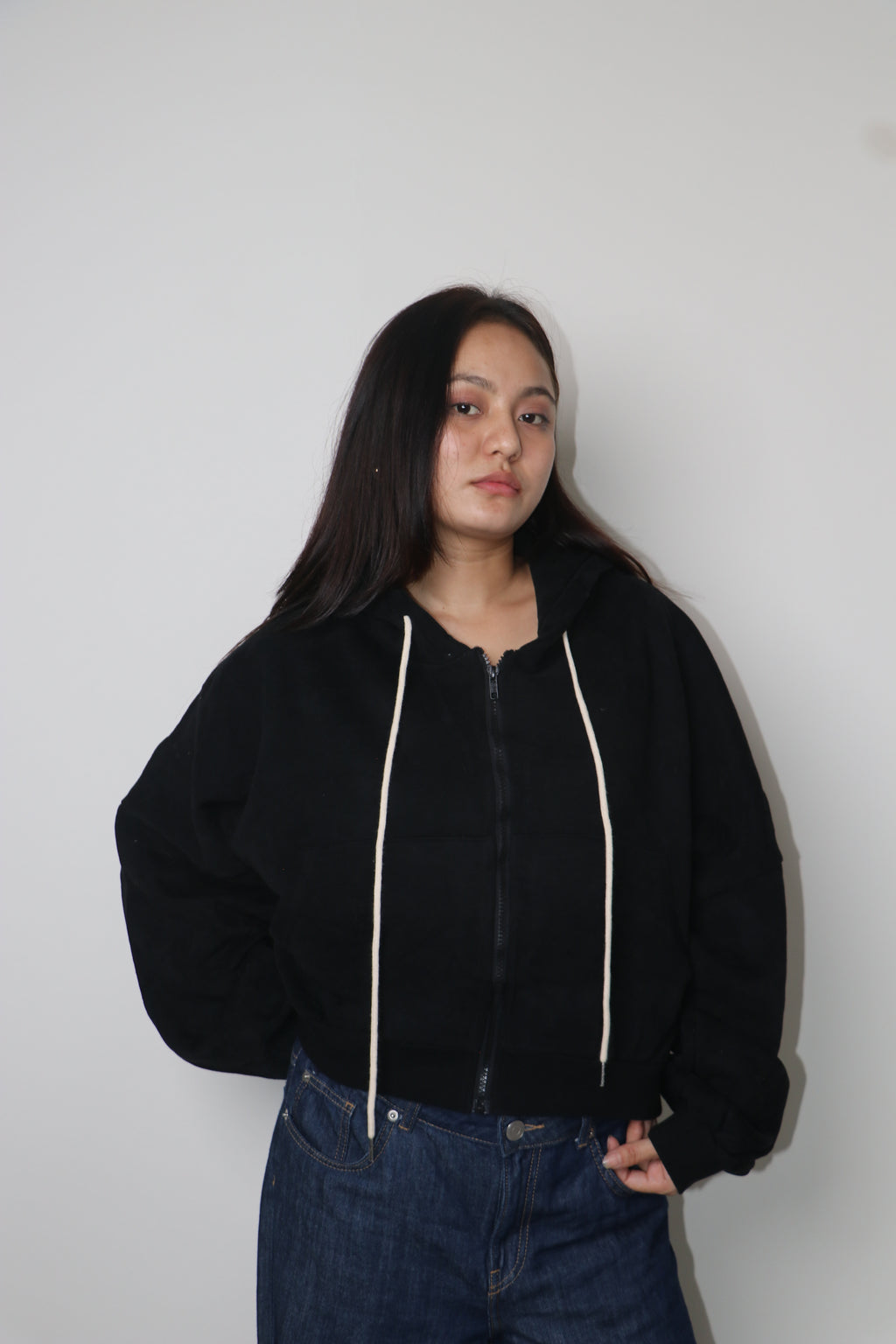 Black zipper Hoodie