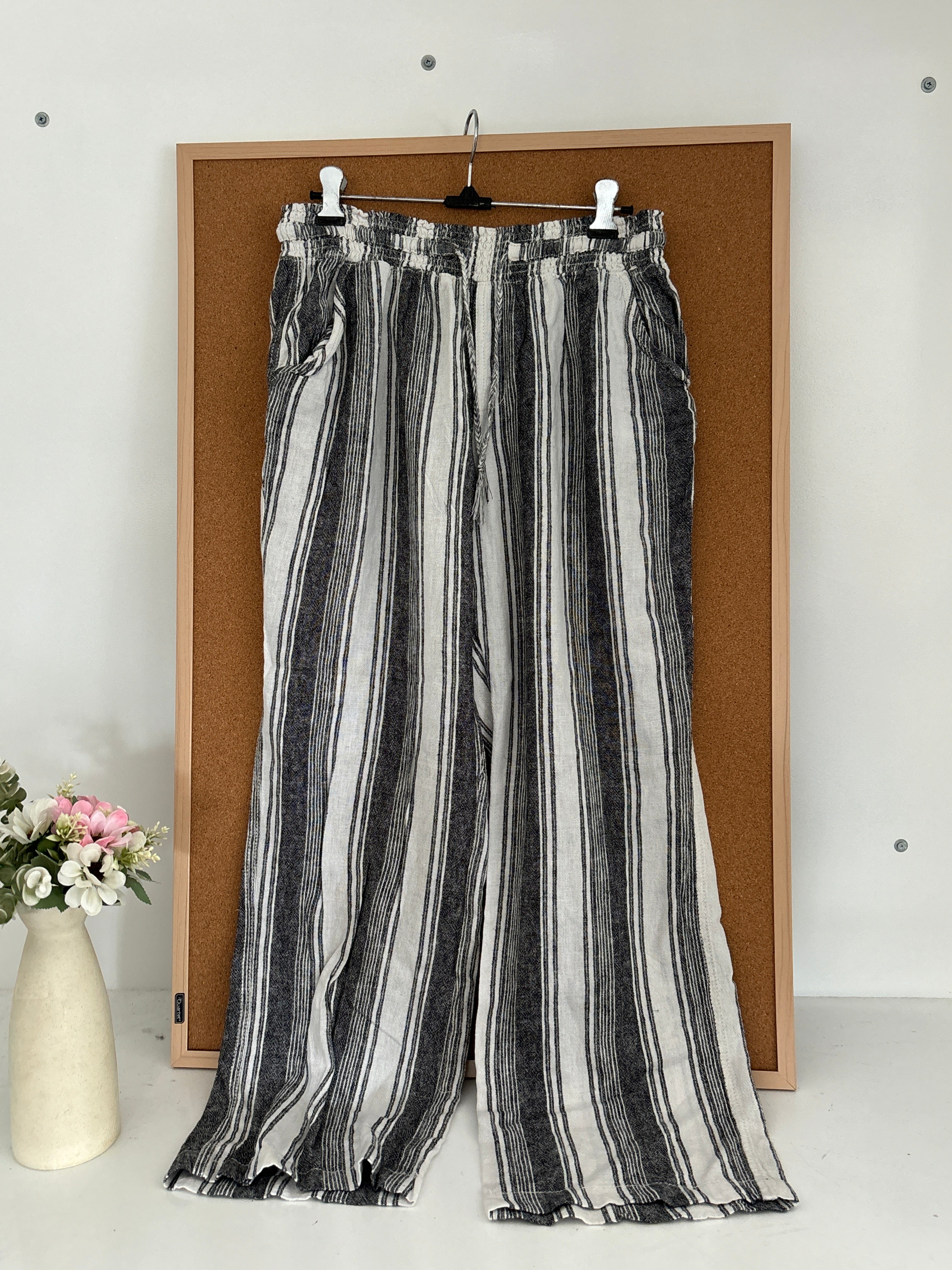 Striped linen trouser