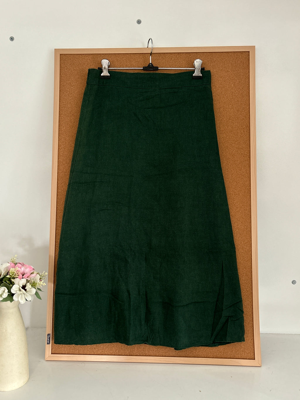 Green linen skirt