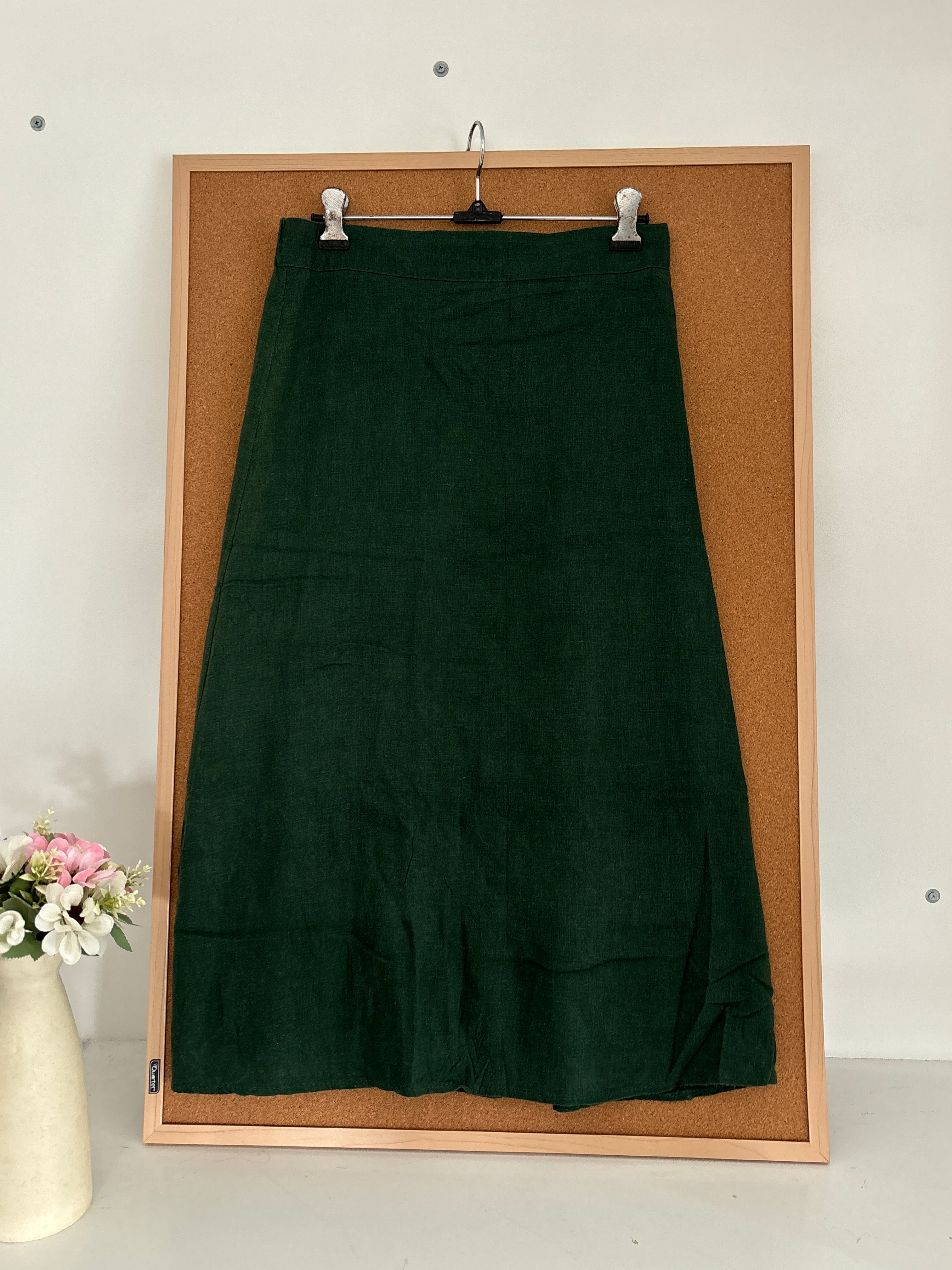 Green linen skirt