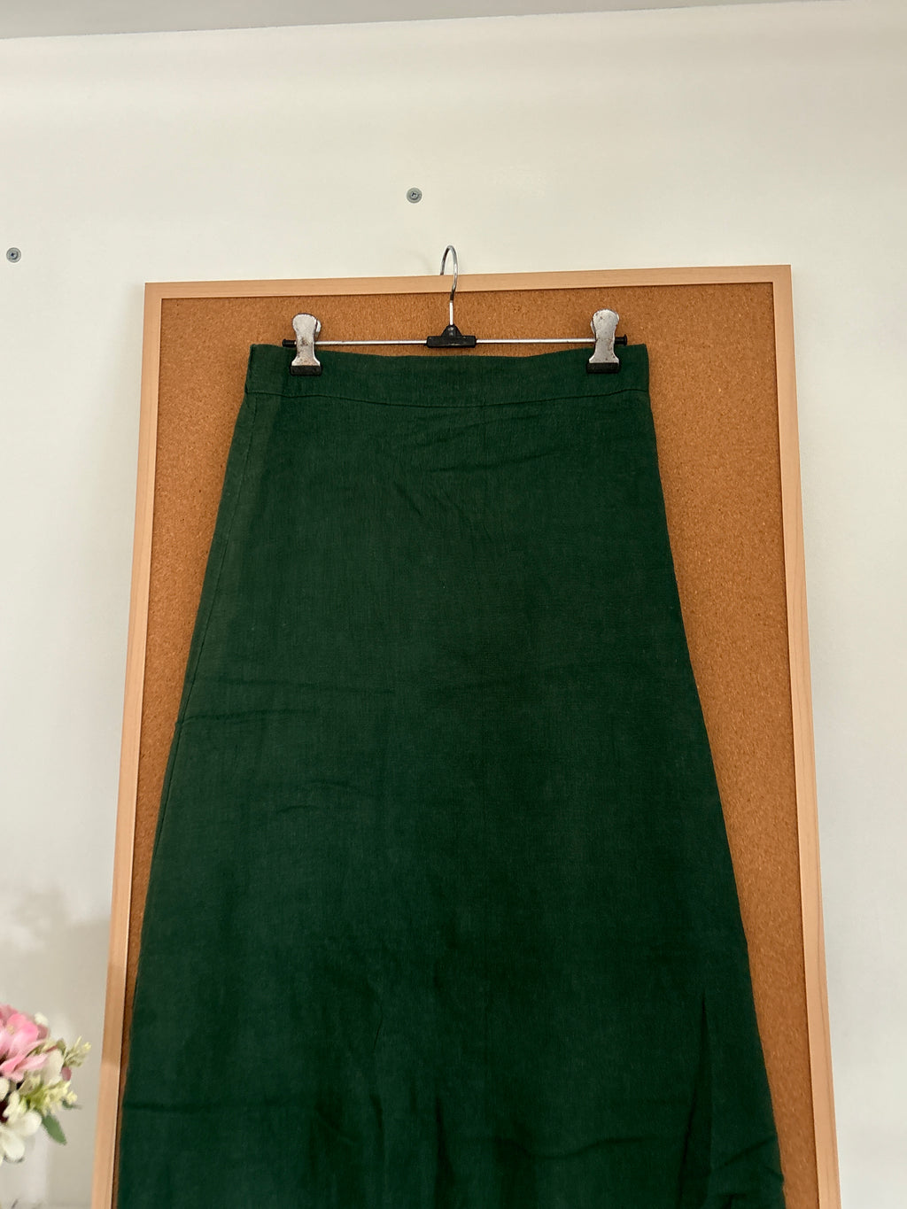 Green linen skirt