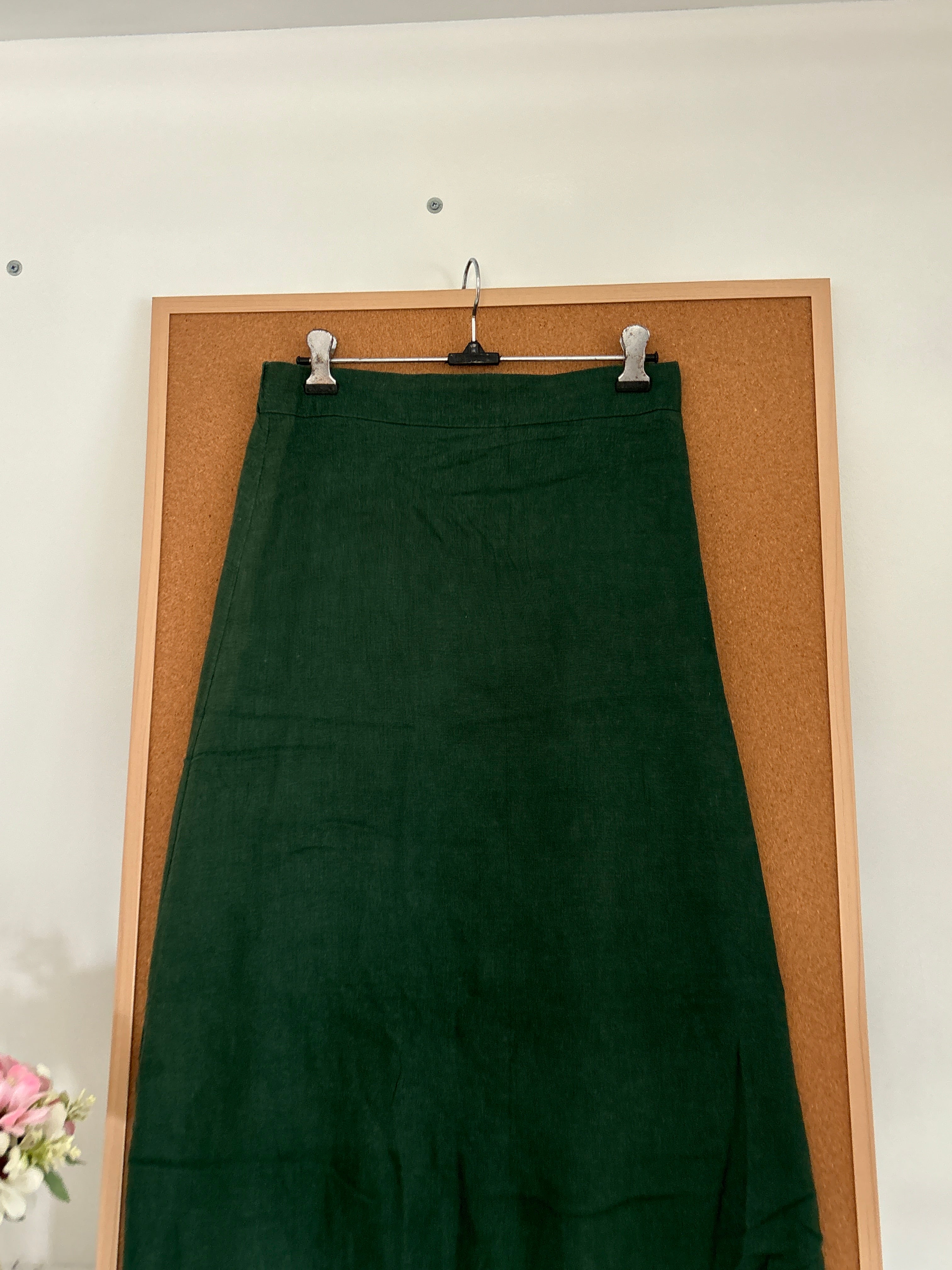 Green linen skirt