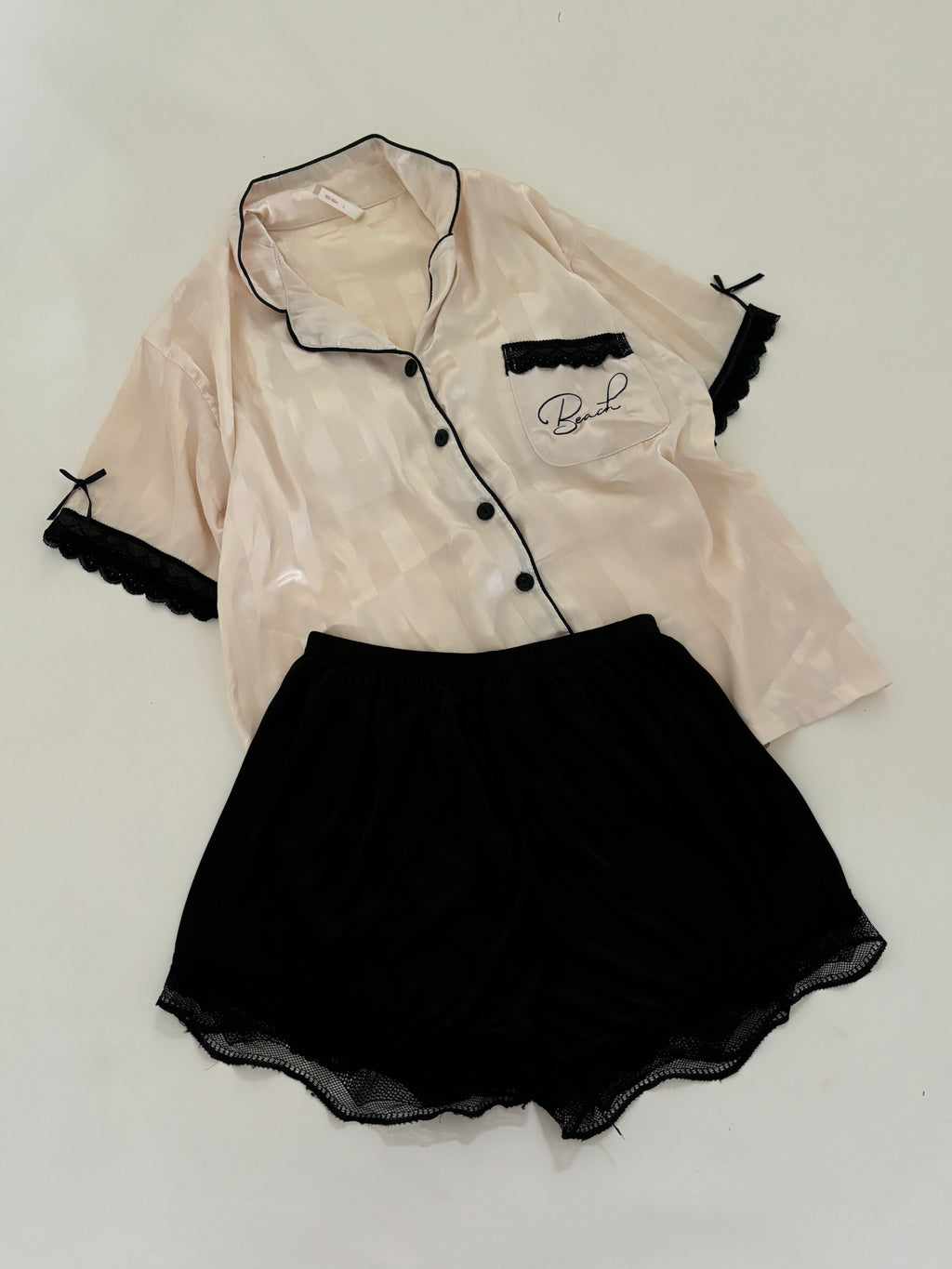 Black lacy pj set