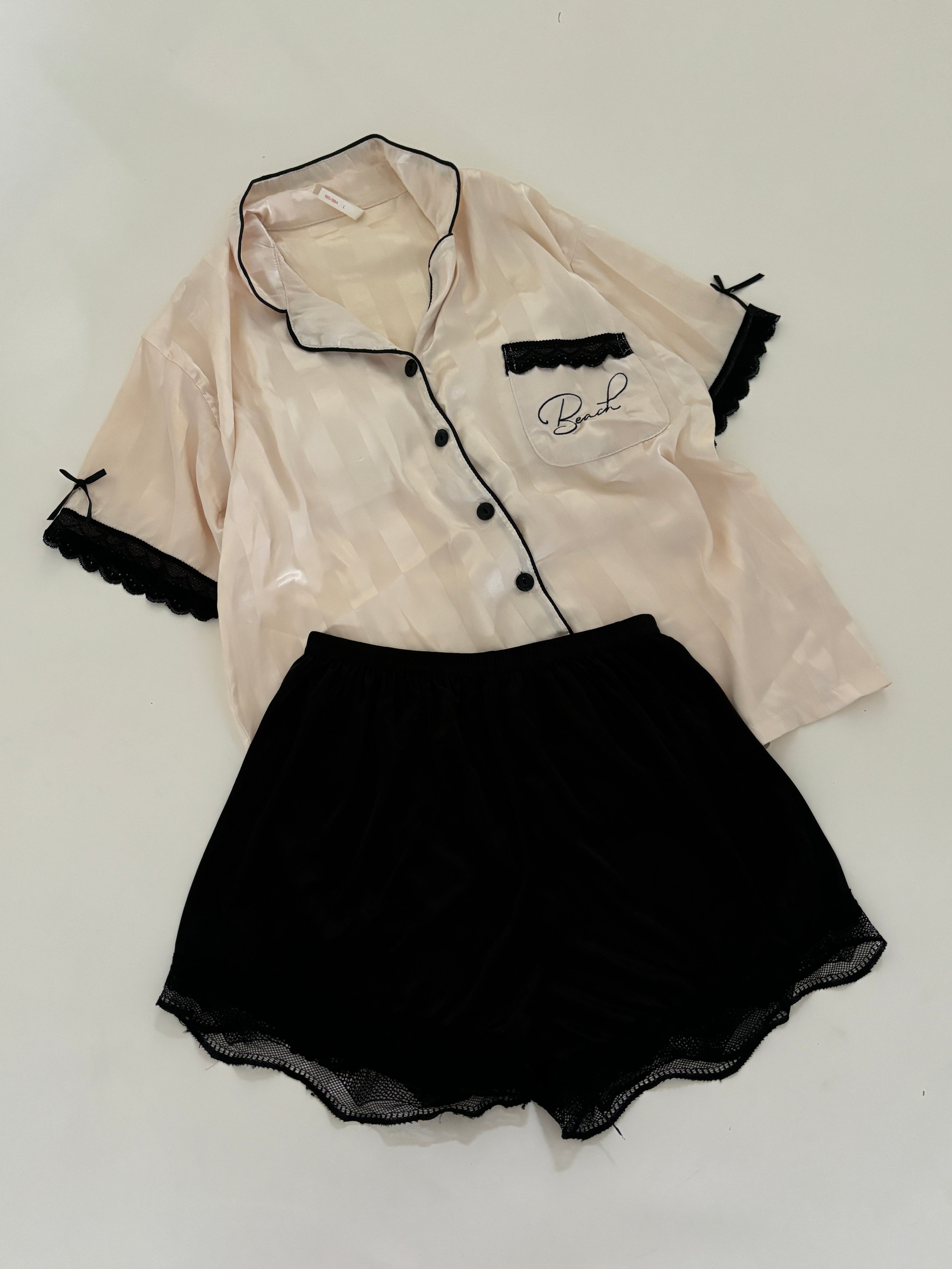 Black lacy pj set