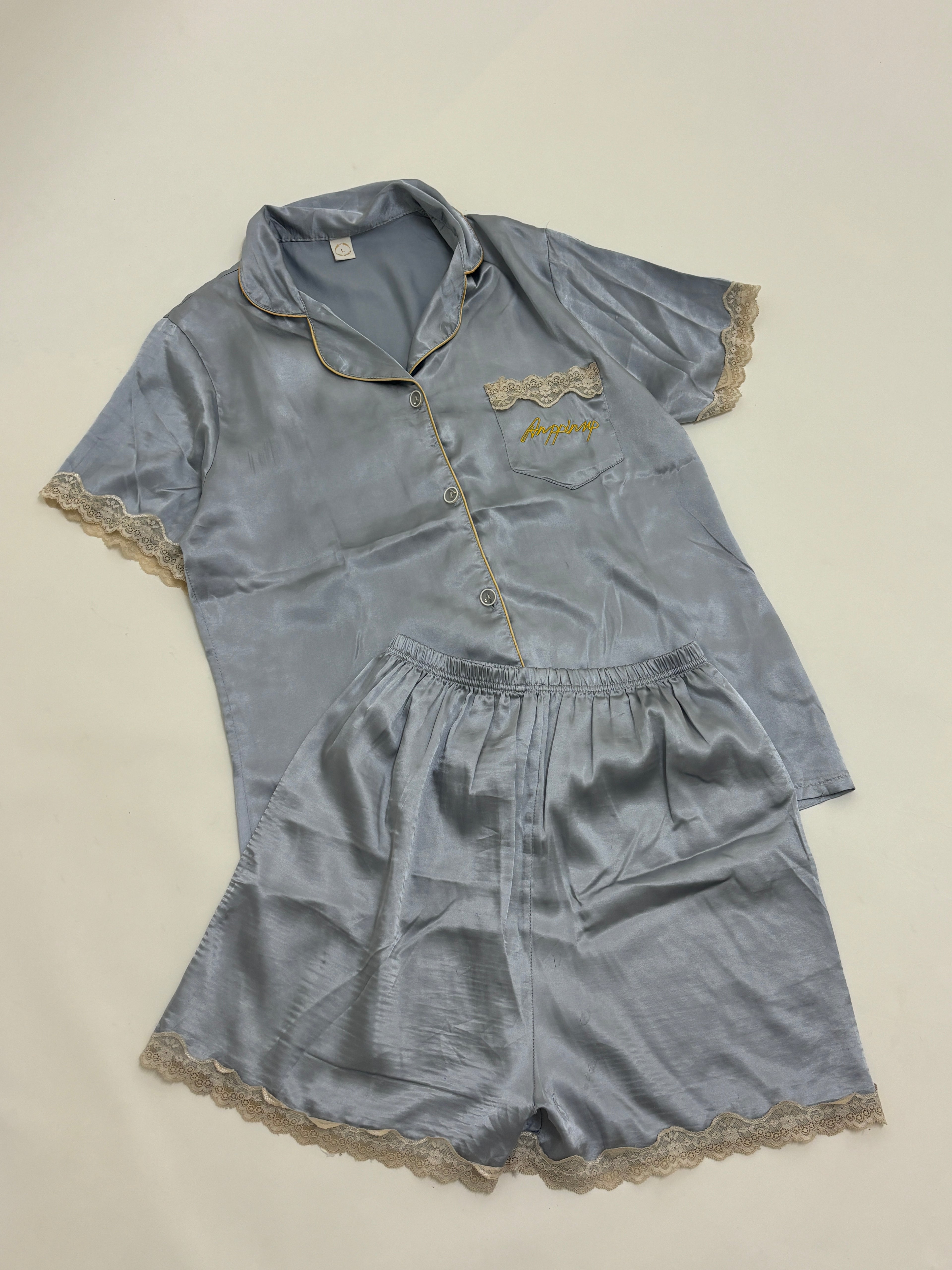 Blue satin lacy pj