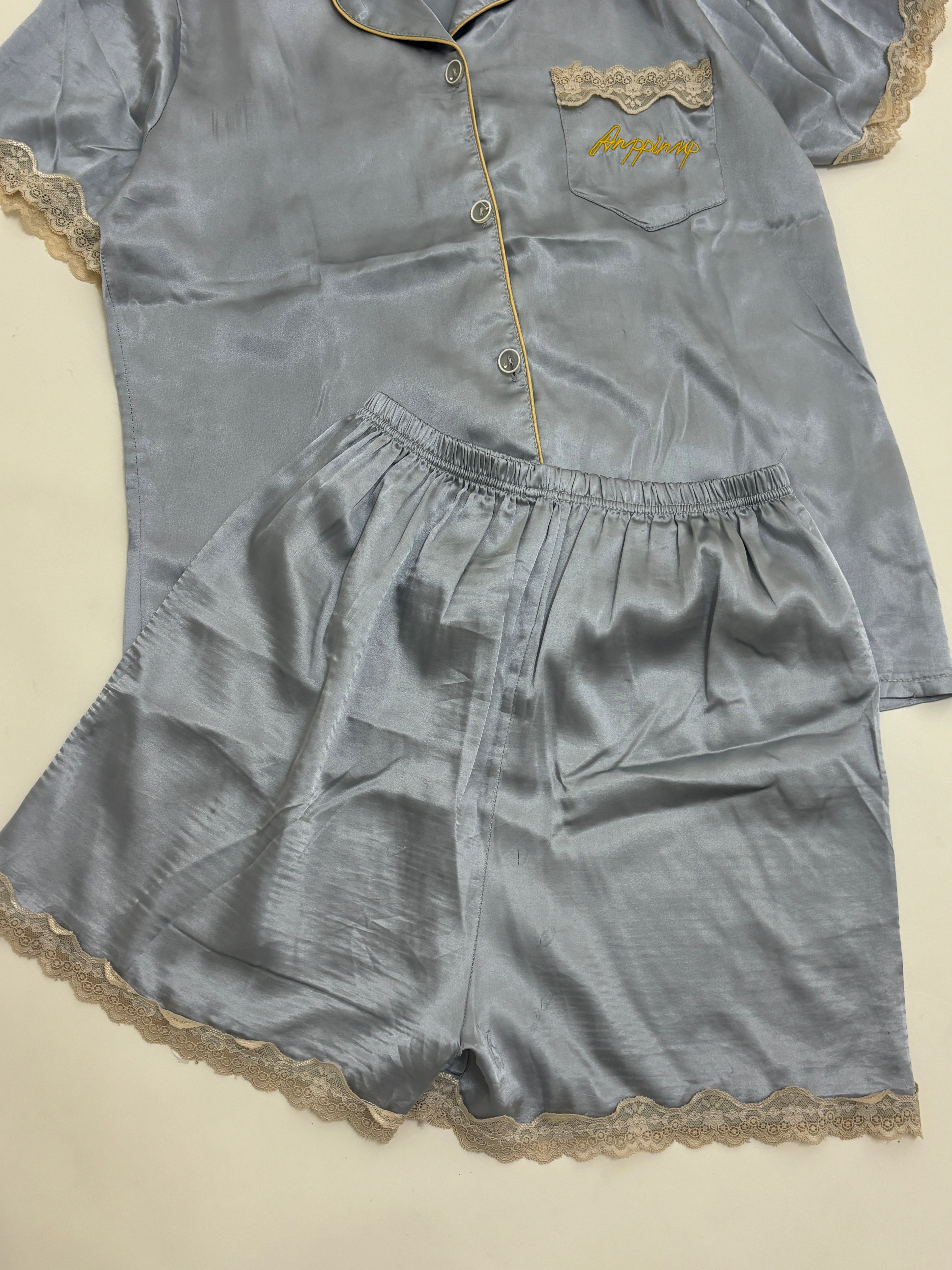 Blue satin lacy pj