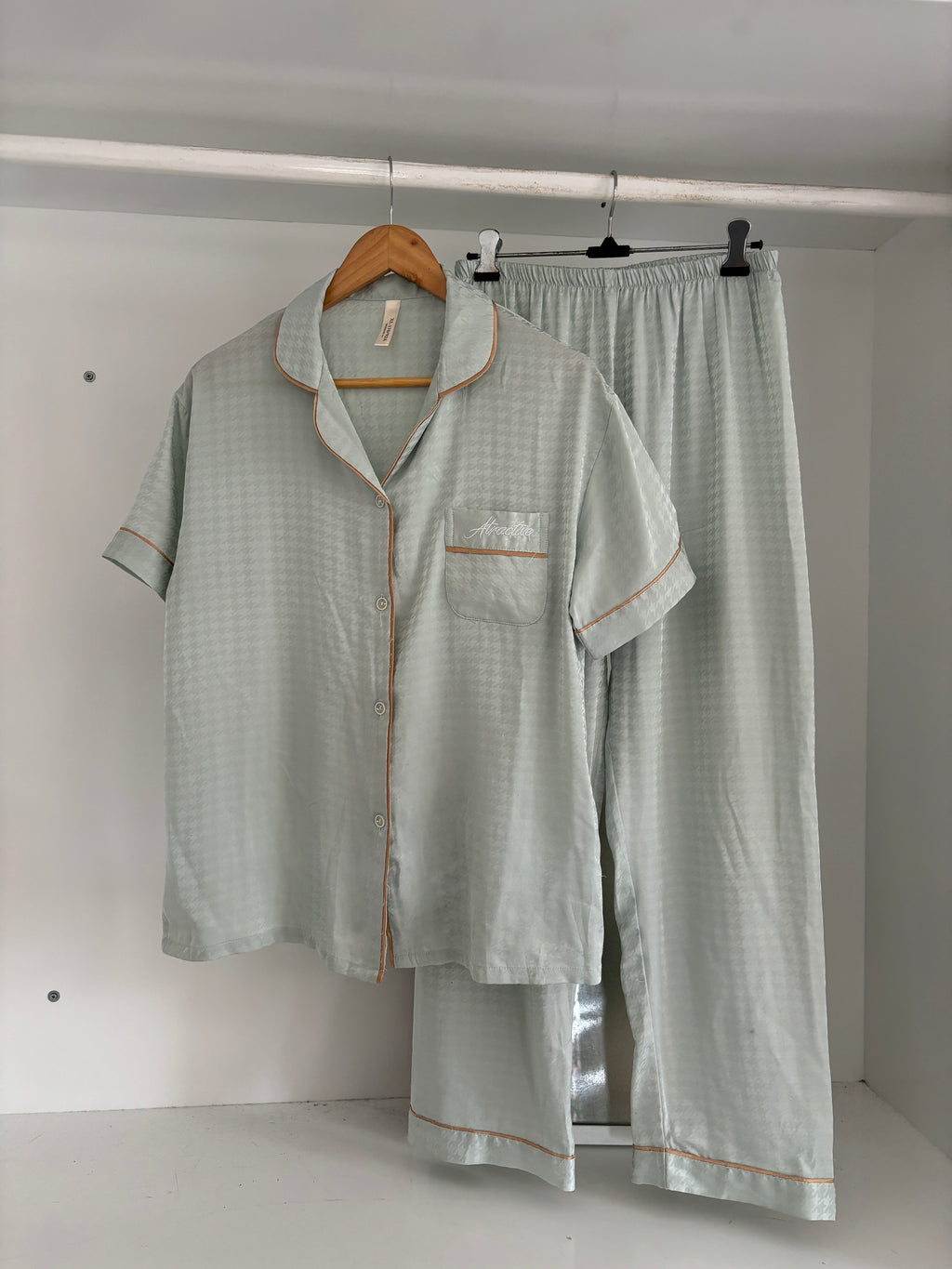 Sage green satin pj