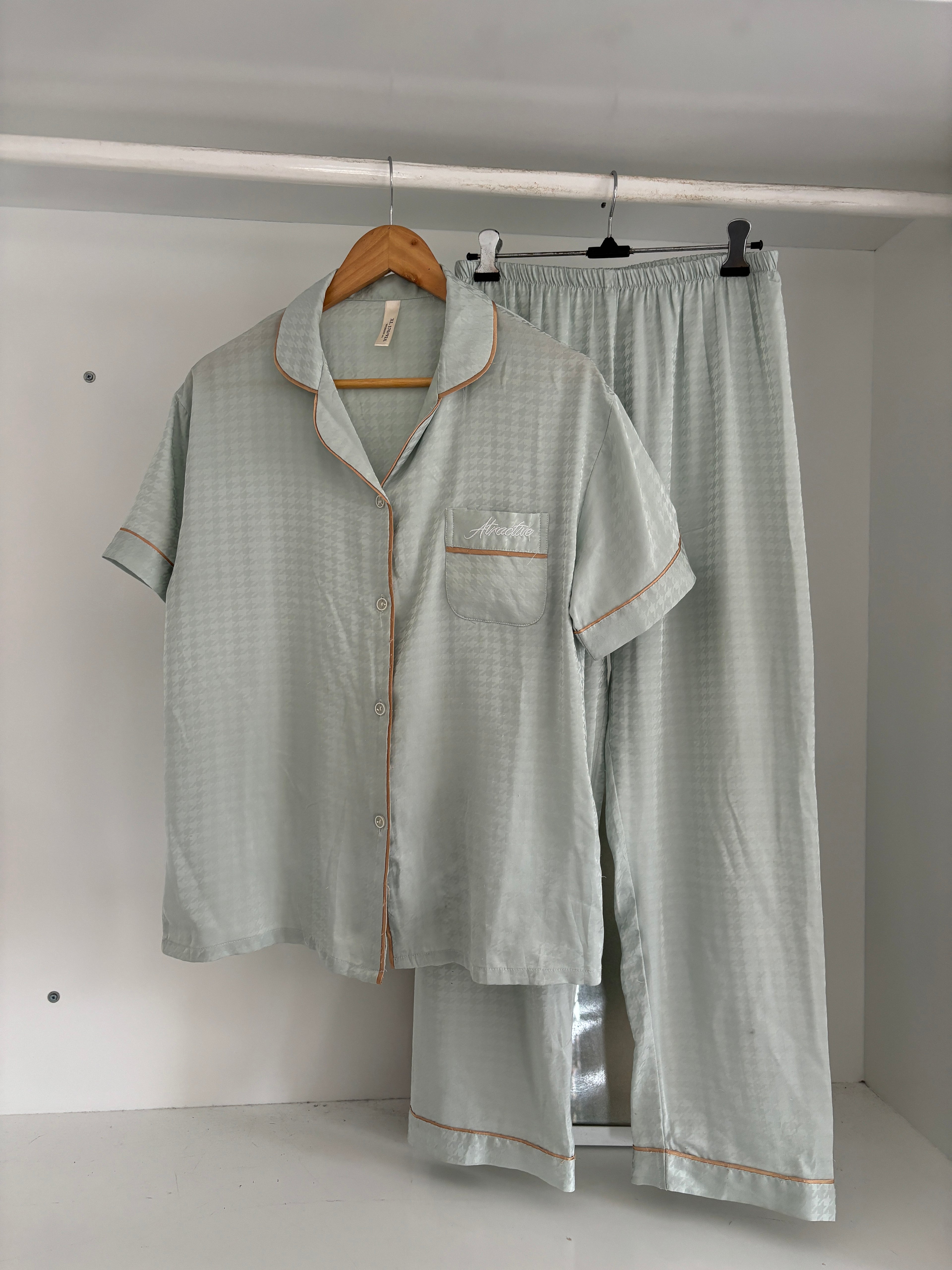 Sage green satin pj