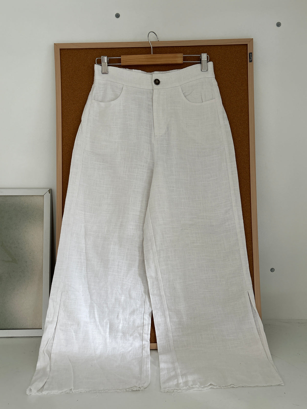 White linen pants