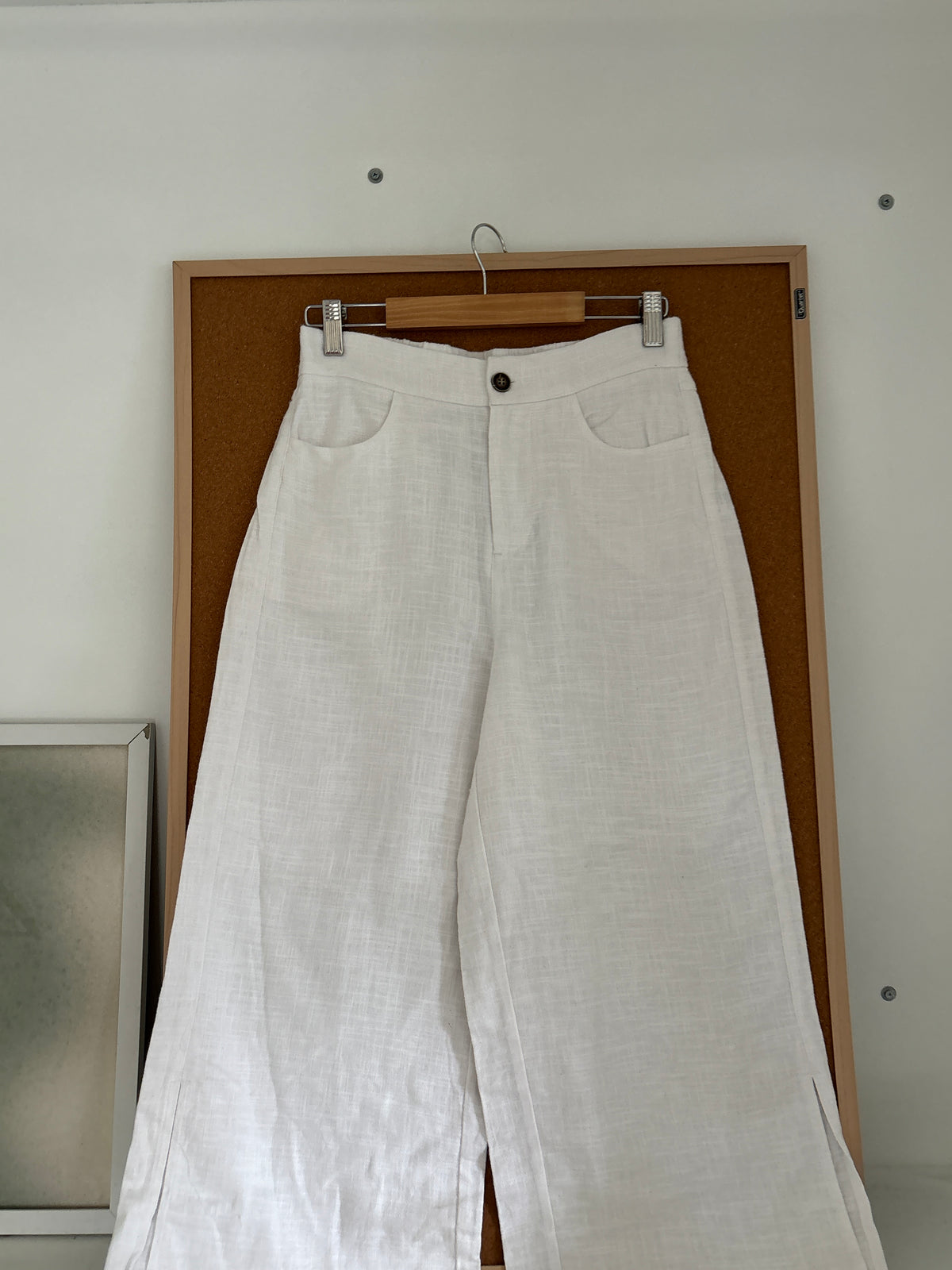 White linen pants