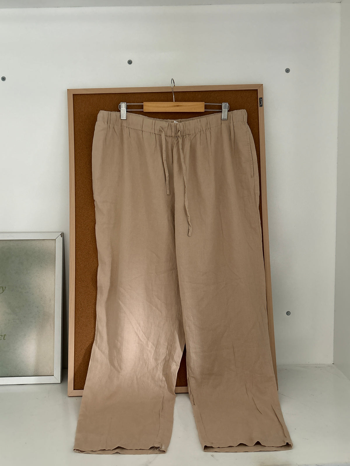 Warm beige linen trousers