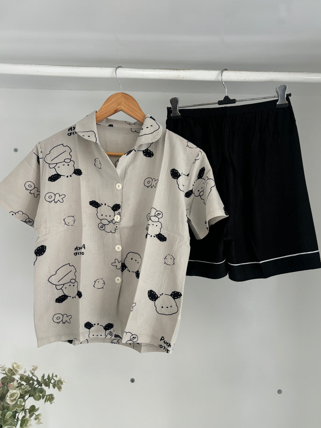kawaii doodle puppy print pj