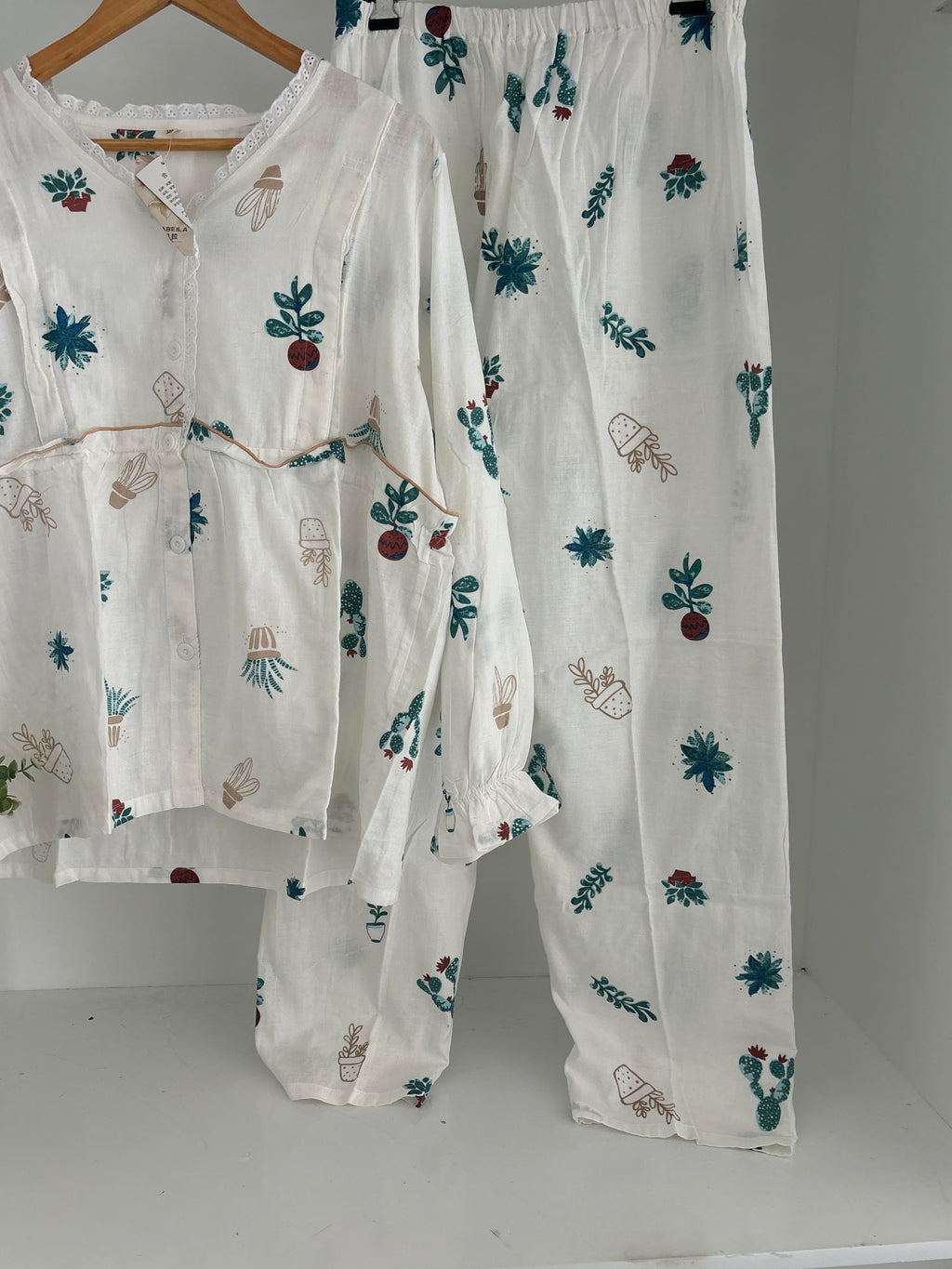 botanical cactus & potted plant print Pj🌵🌿