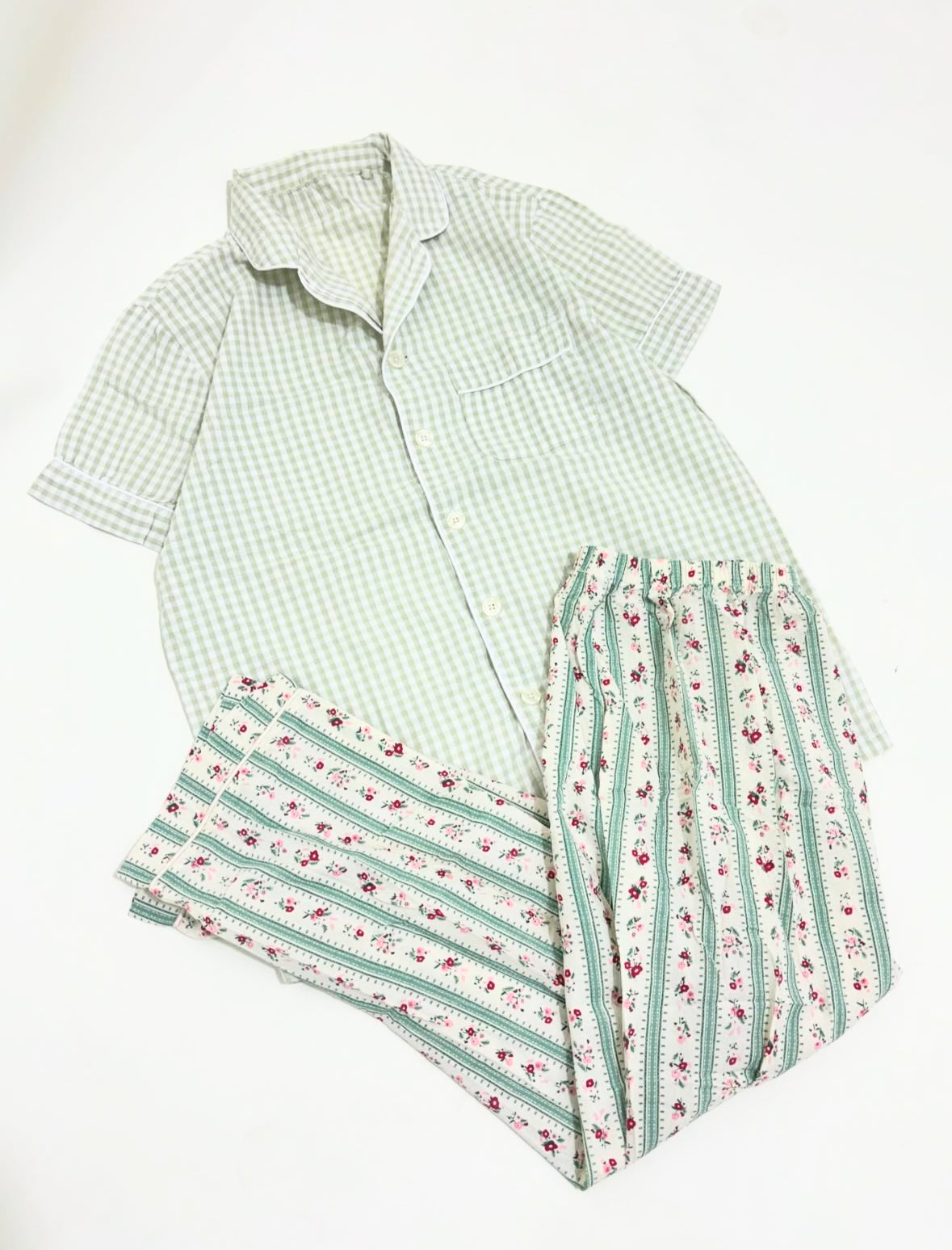 Green floral/ghingham pj