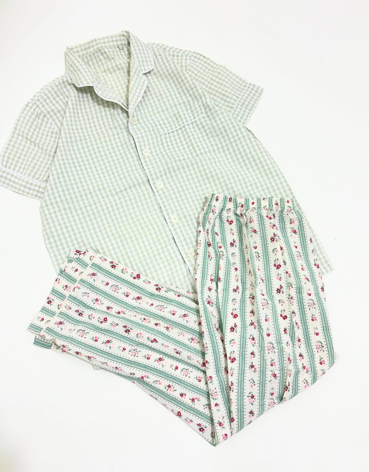 Green floral/ghingham pj