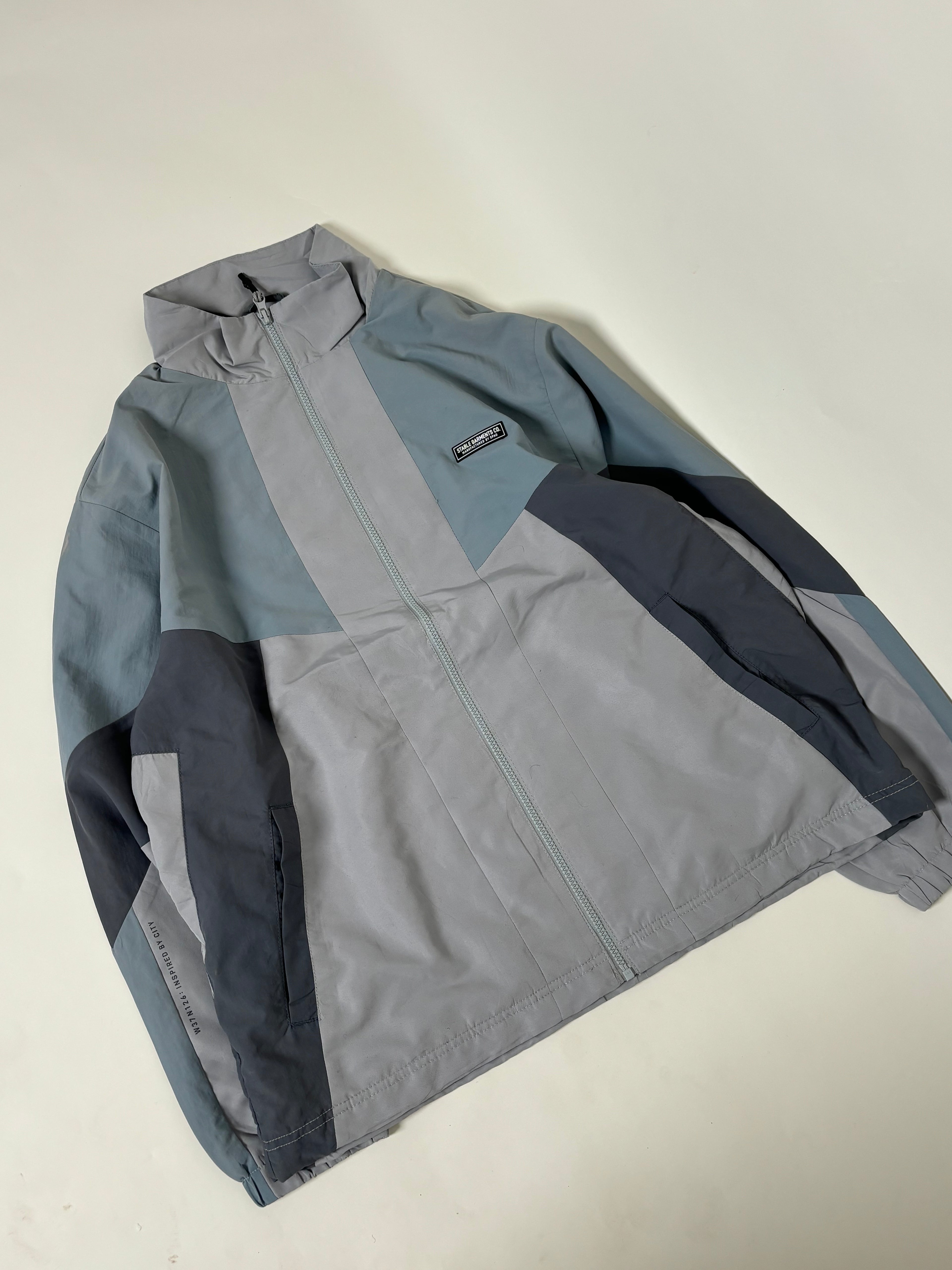 color-blocked zip-up jacket