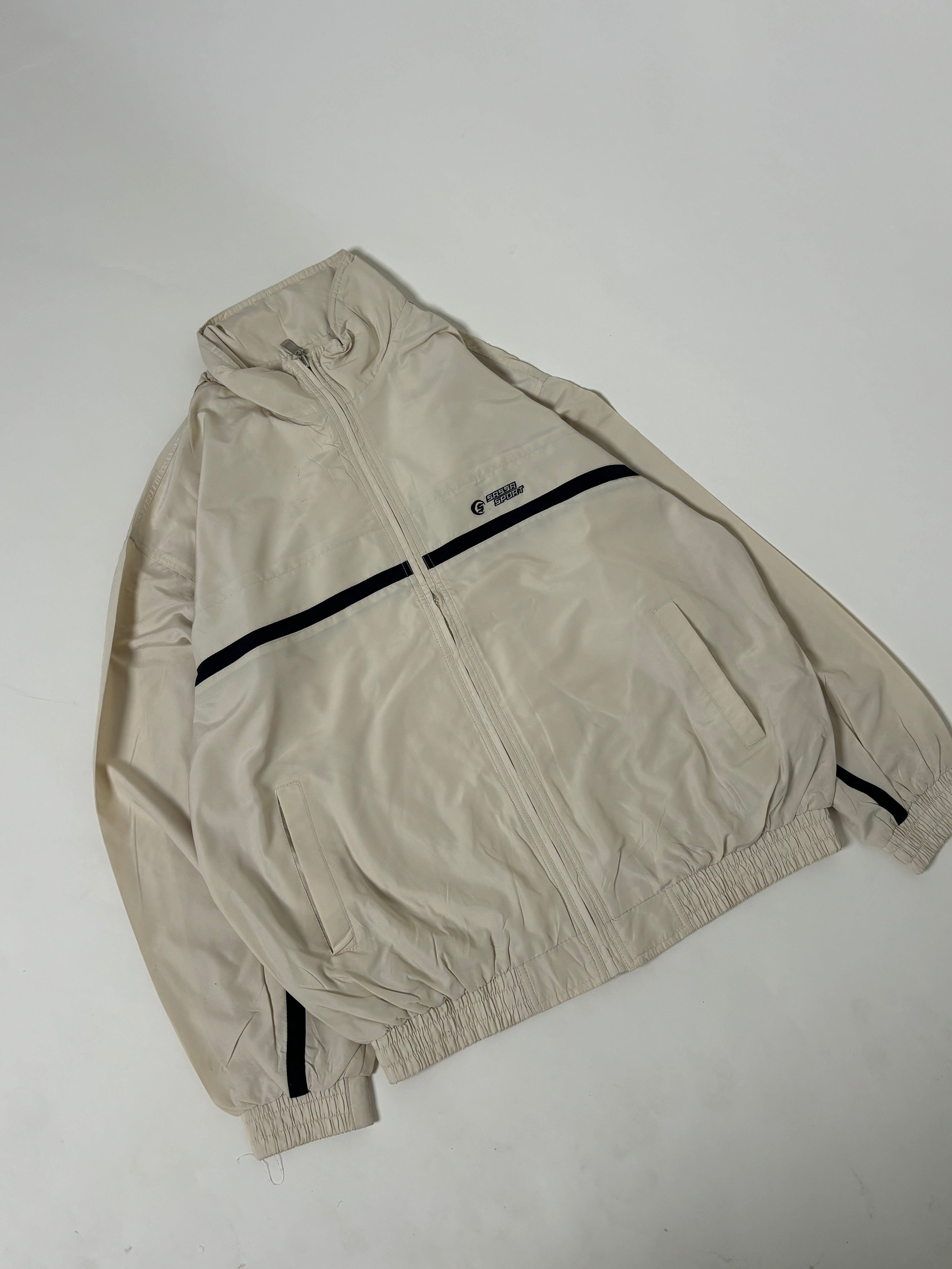 vintage-style sports windbreaker.