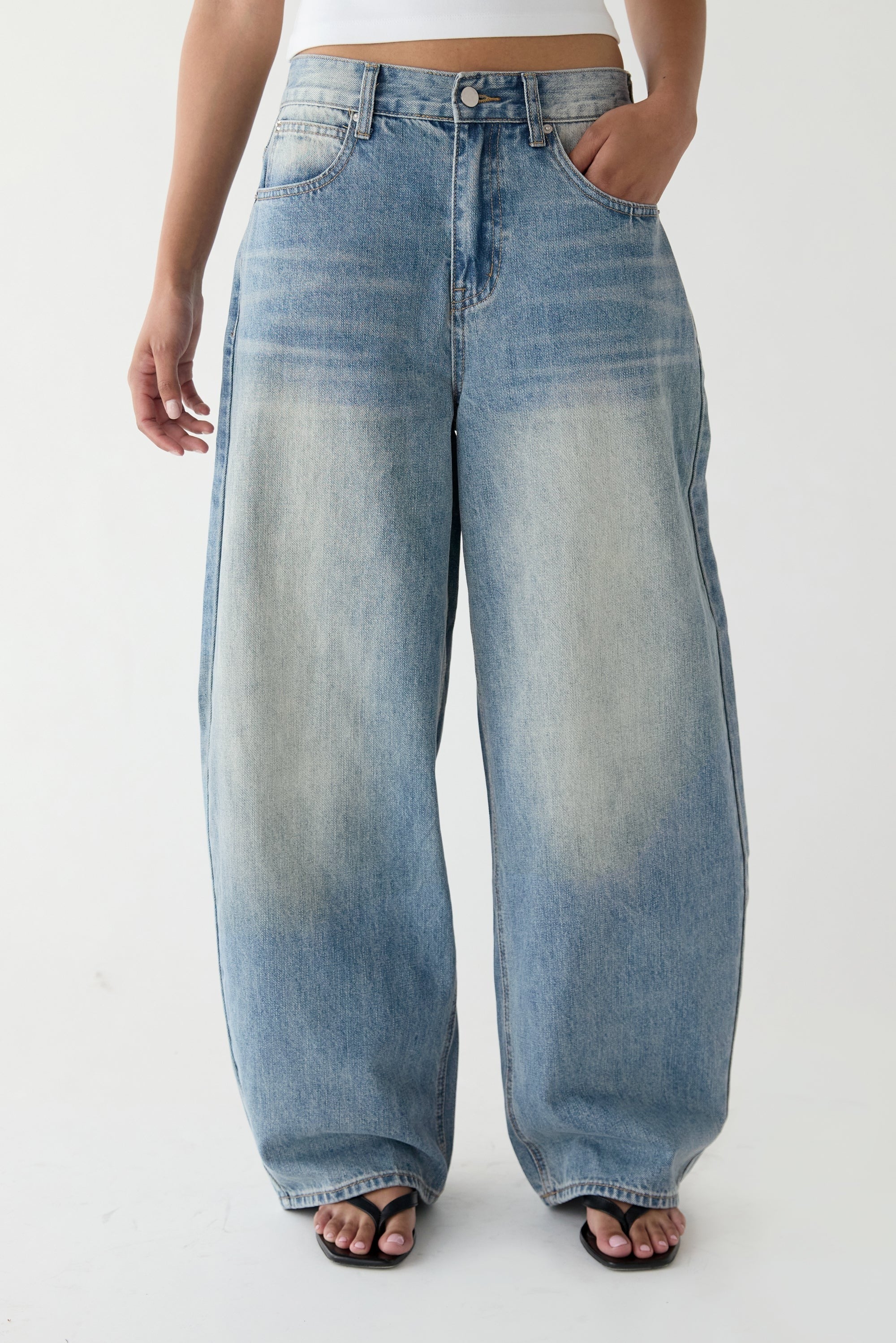 A rack of jeans