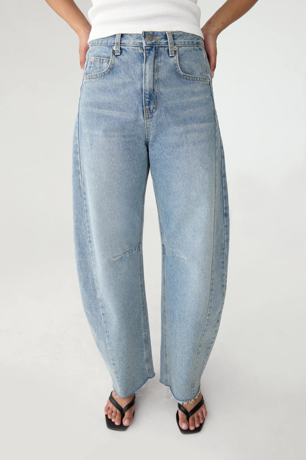 A rack of jeans