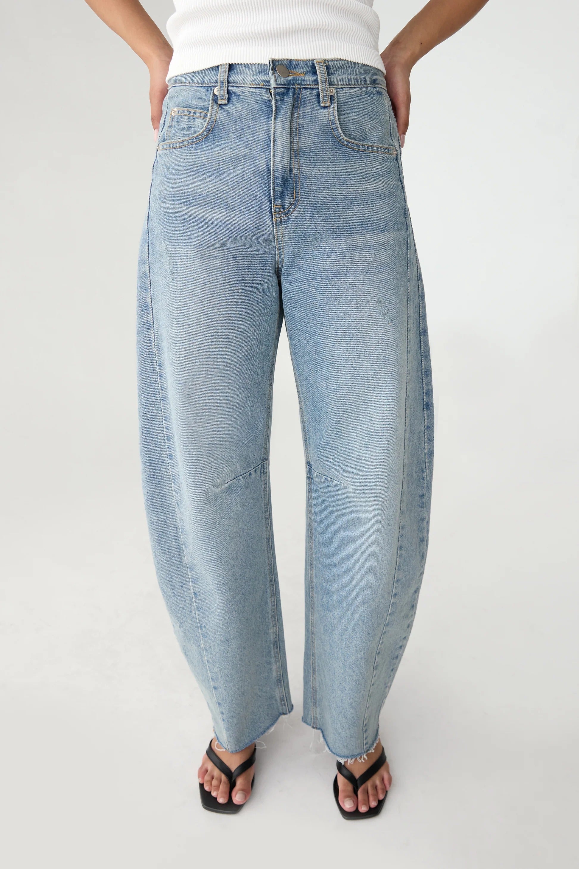 A rack of jeans