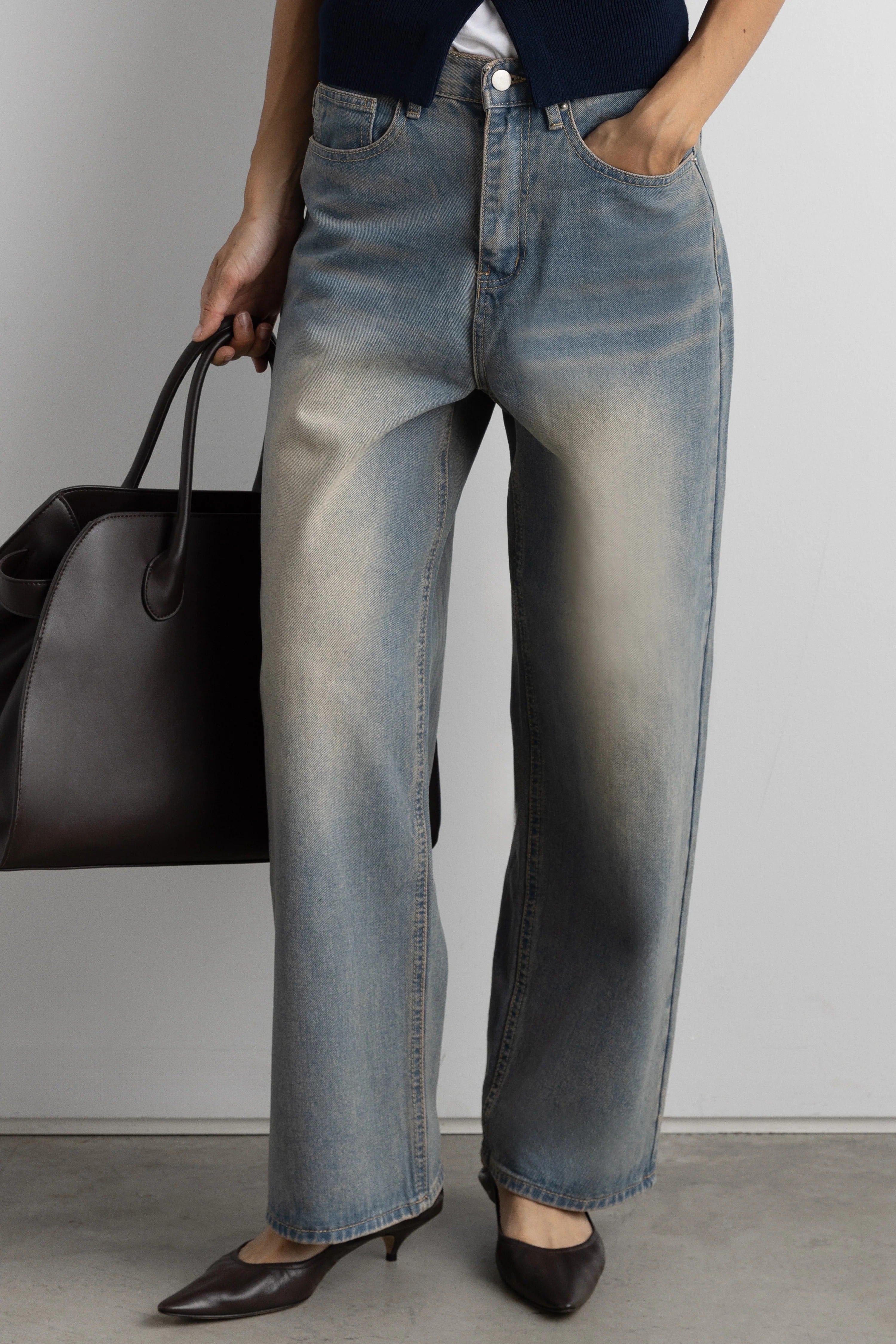 A rack of jeans